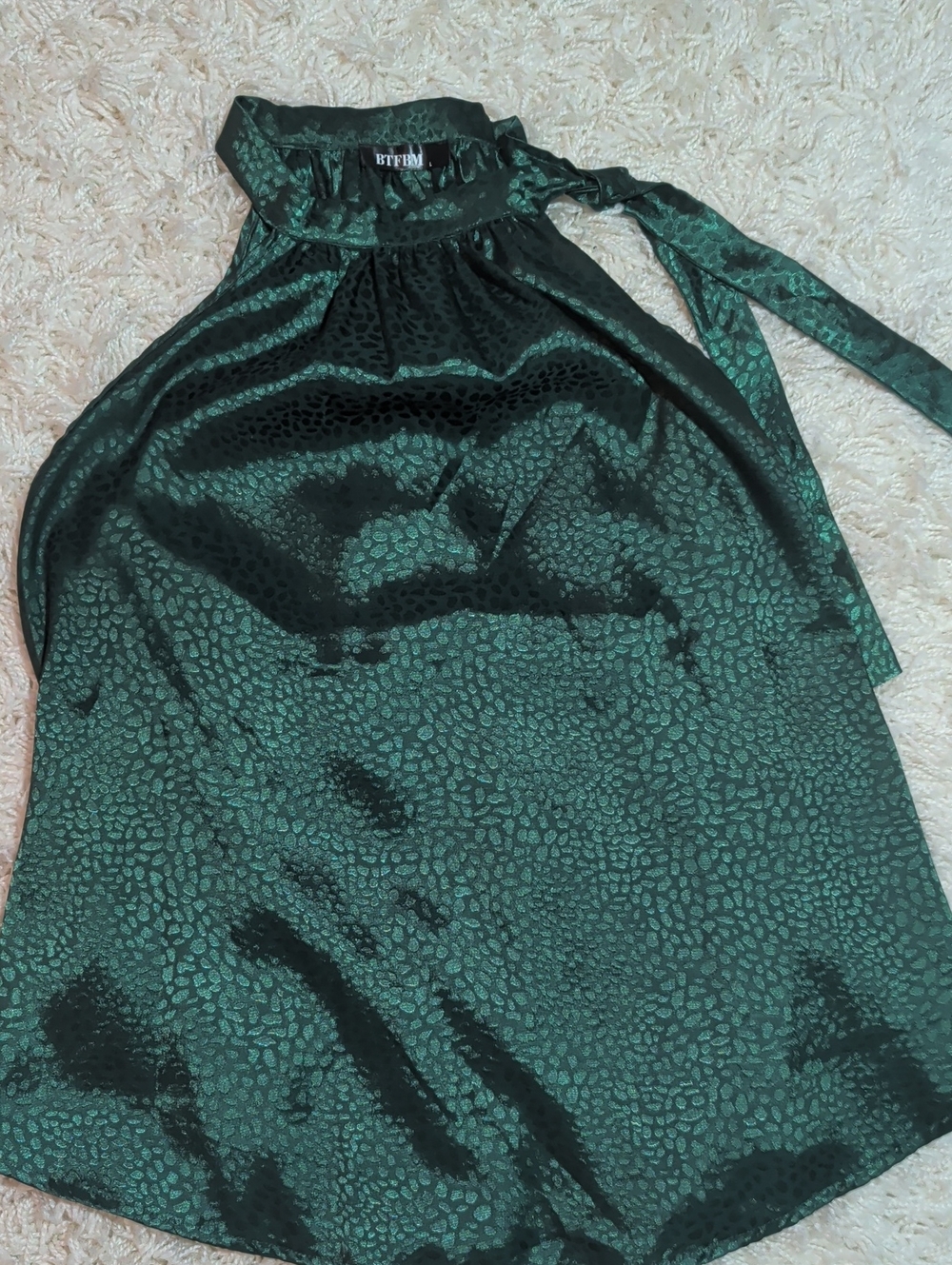 BTFBM Emerald Green Tie-Neck Halter Blouse